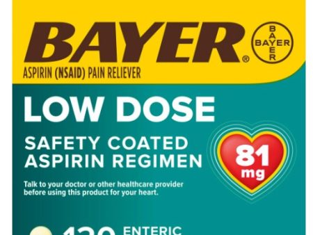 Aspirin Regimen Bayer Low Dose Pain Reliever Enteric Coated Tablets, 81mg, 120 Count For Discount