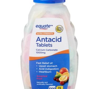 Equate Ultra Strength Antacid Chewable Fruit Tablets, over the Counter, 1000 mg, 72 Ct Hot on Sale