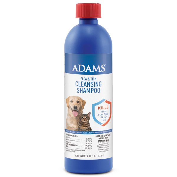 Adams Flea & Tick Cleansing Shampoo for Cats and Dogs, 12 ounces Fashion