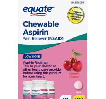 Equate Low Dose Chewable Aspirin 81 mg Tablets, Cherry Flavor, 36 Count, 3 Pack Cheap