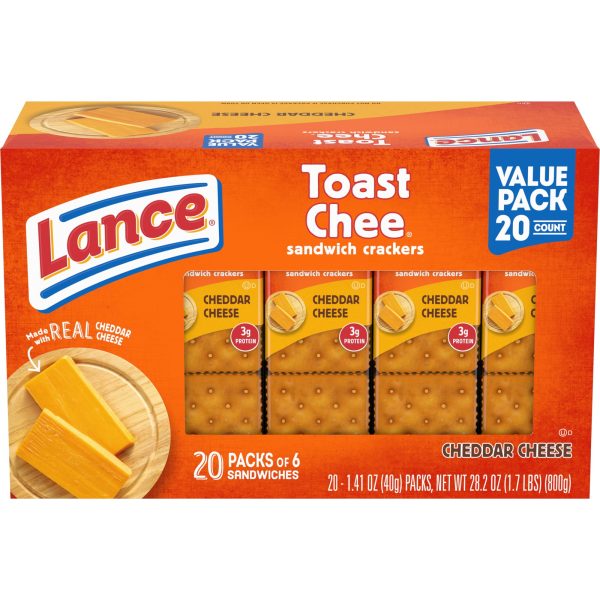 Lance Sandwich Crackers, ToastChee Cheddar, 20 Individually Wrapped Packs, 6 Sandwiches Each Fashion