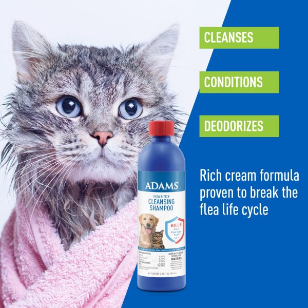 Adams Flea & Tick Cleansing Shampoo for Cats and Dogs, 12 ounces Fashion