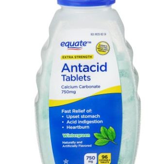 Equate Extra Strength Antacid Chewable Wintergreen Tablets, over the Counter, 750 mg, 96 Ct on Sale