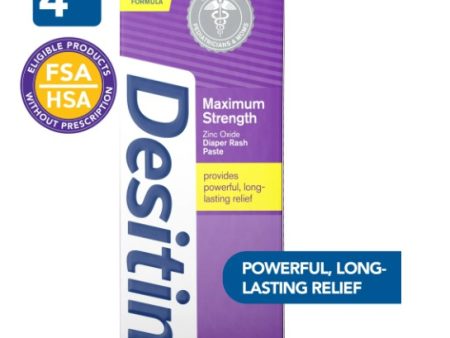 Desitin Maximum Strength Baby Diaper Rash Cream, Butt Paste with Zinc Oxide, 4 oz Supply