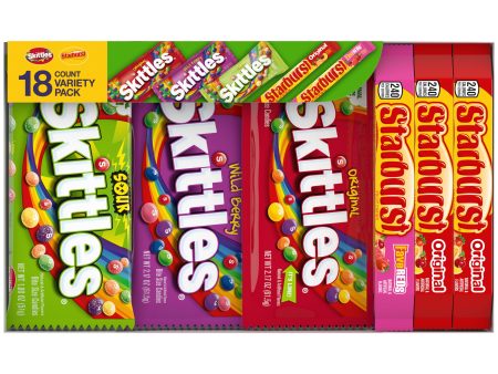 Skittles & Starburst Variety Pack Gummy Candy Assortment -18 Bars Box Sale