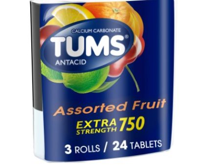 Tums Extra Strength Heartburn Relief Chewable Antacid Tablets, Fruit, 8 Count, 3 Pack Online now