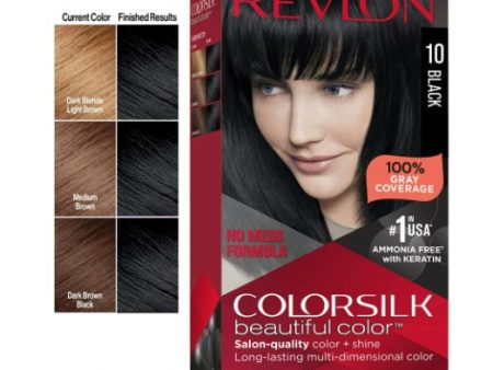 Revlon Colorsilk Beautiful Color Long Lasting Permanent Hair Color, 010 Black Online Sale