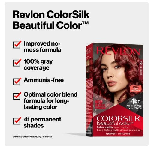 Revlon Colorsilk Beautiful Color Long Lasting Permanent Hair Color, 010 Black Online Sale