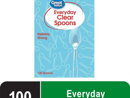 Great Value Everyday Disposable Plastic Spoons, Clear, 100 Count Online Hot Sale