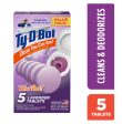 Ty-D-Bol Toilet Cleaner, Lavender Toilet Bowl Cleaner Tablets, Bleach Free, 1.4 oz, 5 Pack Supply