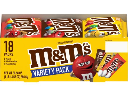 M&M s Variety Pack Full Size Milk Chocolate Candy Bars - 18 Ct Hot on Sale