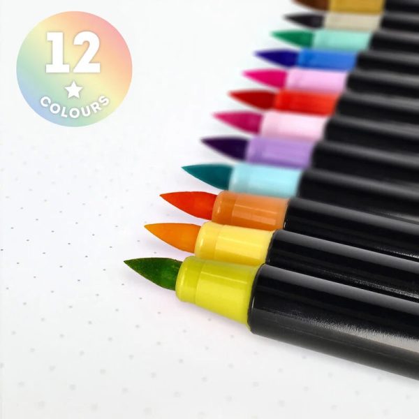 Set di 12 Pennarelli con Punta Pennello - Brush Markers Pastel Online now