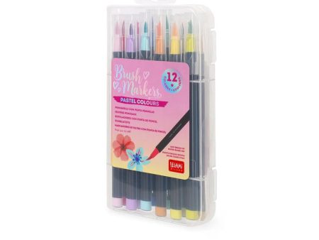 Set di 12 Pennarelli con Punta Pennello - Brush Markers Pastel Online now