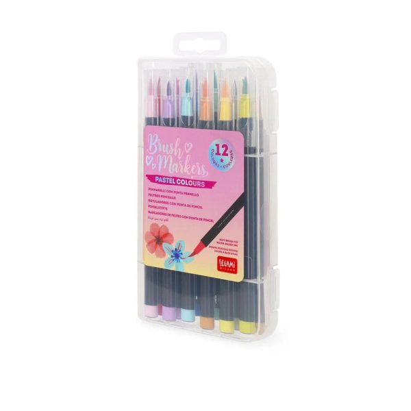 Set di 12 Pennarelli con Punta Pennello - Brush Markers Pastel Online now