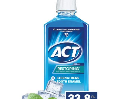 ACT Restoring Anticavity Fluoride Mouthwash With 11% Alcohol, Cool Mint, 33.8 fl. oz. Online Hot Sale