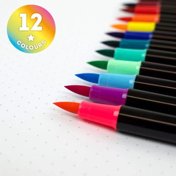 Set di 12 Pennarelli con Punta Pennello - Brush Markers Bright on Sale