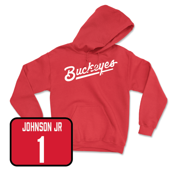 Red Men s Basketball Script Hoodie  - Meechie Johnson Jr on Sale