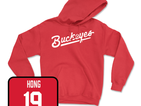 Red Men s Ice Hockey Script Hoodie  - James Hong Online now